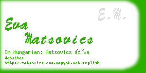 eva matsovics business card